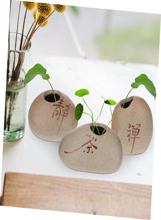 MERRYHAPY Small Ceramic Vase Set of 3 for Home Decor Tabletop Ornament Japanese Style Flower Arrangement Container Stable Flat Bottom Mini Plant Vase - Image 4